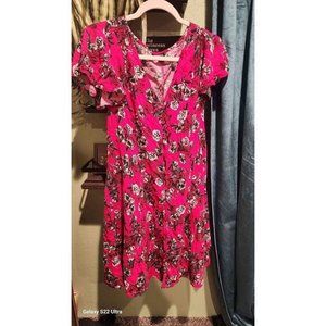 torrid size 0 button up dress floral multi color